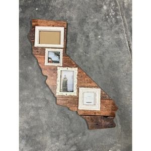CALIFORNIA state wooden picture frame brown & cream